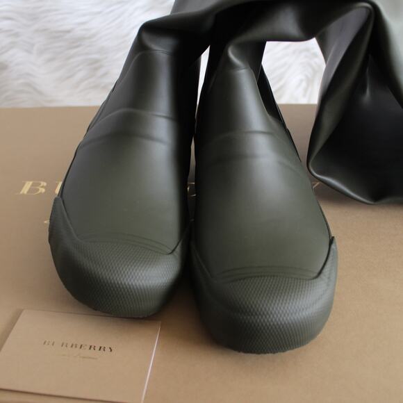 Burberry Tall Rain Boots Olive Plaid Check - Picture 7 of 11